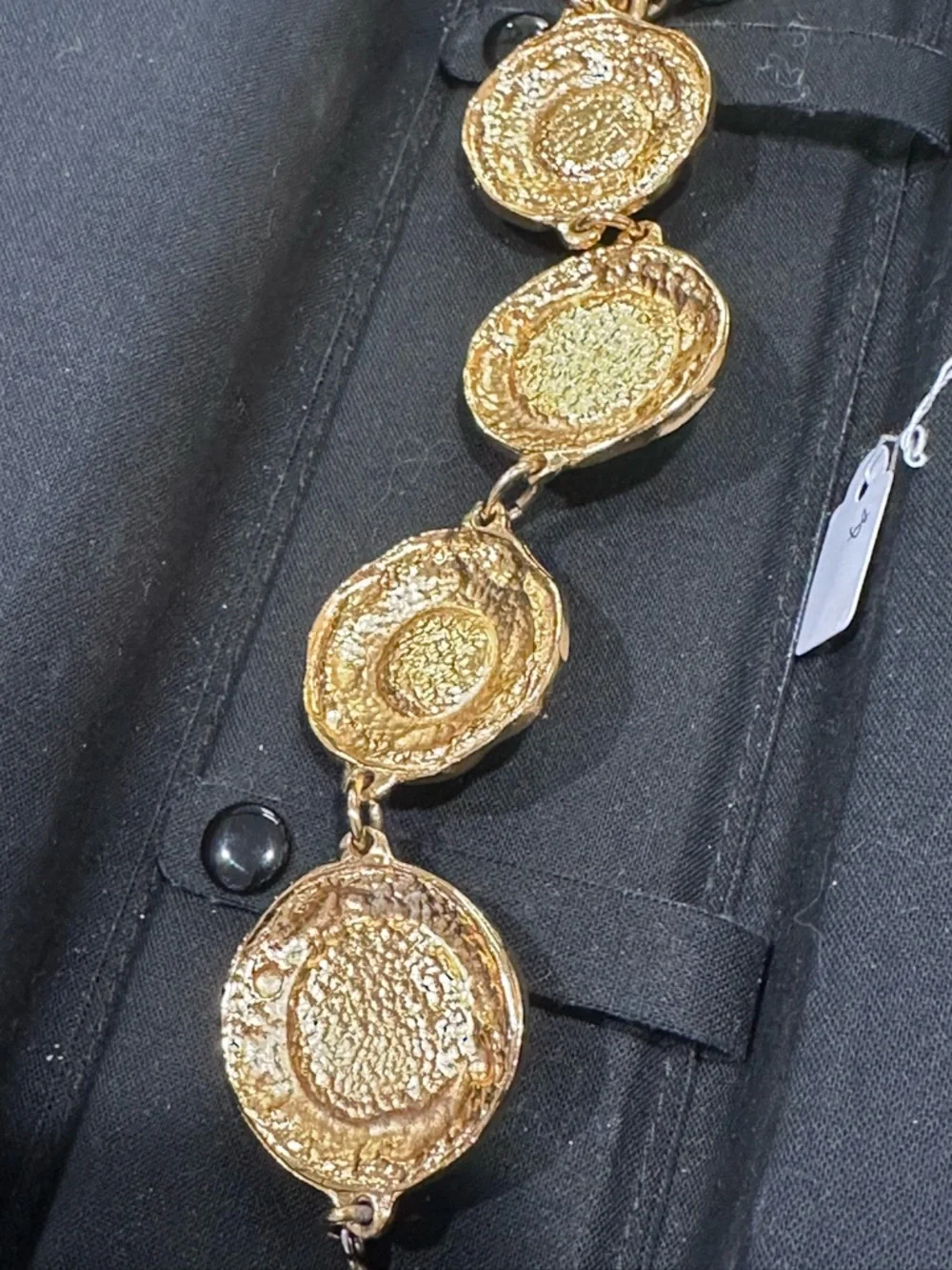 Pre Owned CHANEL Gold-Tone Bracelet with Blue Cabochons - Picture 8 of 16